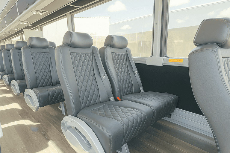 interior of Amarillo Shuttle Bus Rentals charter bus